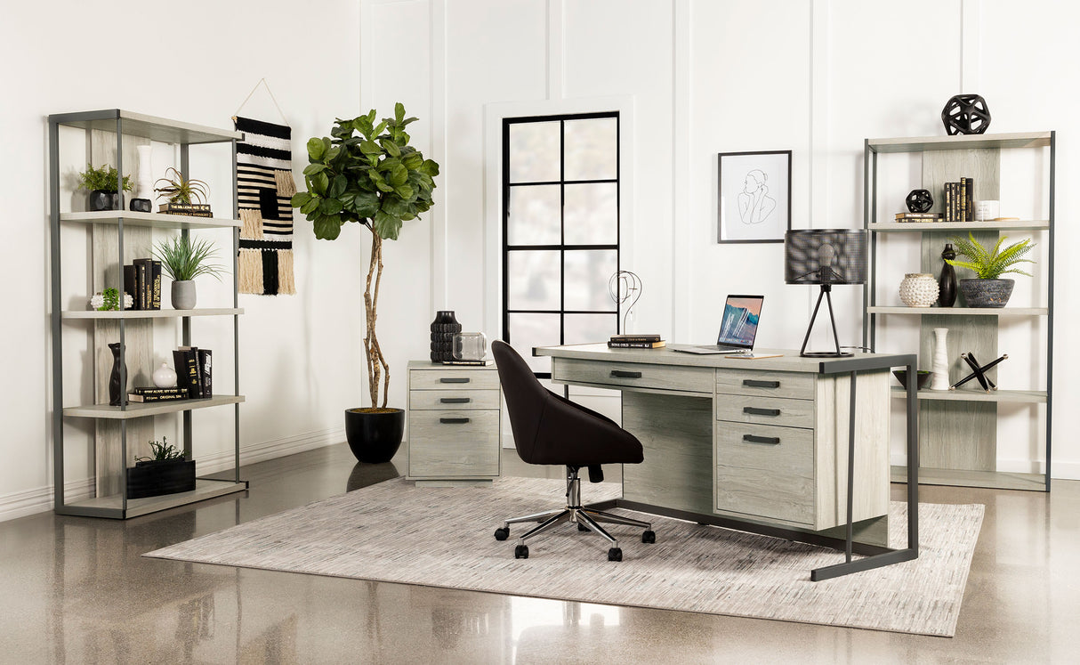 Loomis 3-Drawer Home Office File Cabinet, Whitewashed Grey