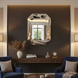 Diamond Shaped Wall Mirror With Beveled Edge Frameless Design - Silver