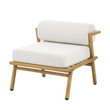 La Fiora - Outdoor Patio Iron Club Chair (Set of 2) - Off White / Teak