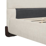 King Upholstered Bed With Slats Support - Beige