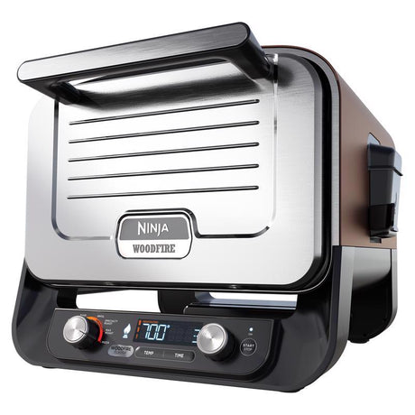 Ninja OO102 red 6-in-1 outdoor oven, closed front view