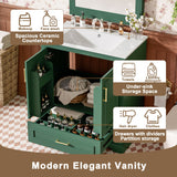 Bathroom Vanity With Sink, 1 Divided Drawer And 2 Soft Close Doors With Double Shelf