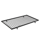 Twin Over Full Modern Metal Bunk Bed With Trundle - Black