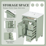 Freestanding Bathroom Vanity With Sink, 3 Drawers & Flip-Out Drawer
