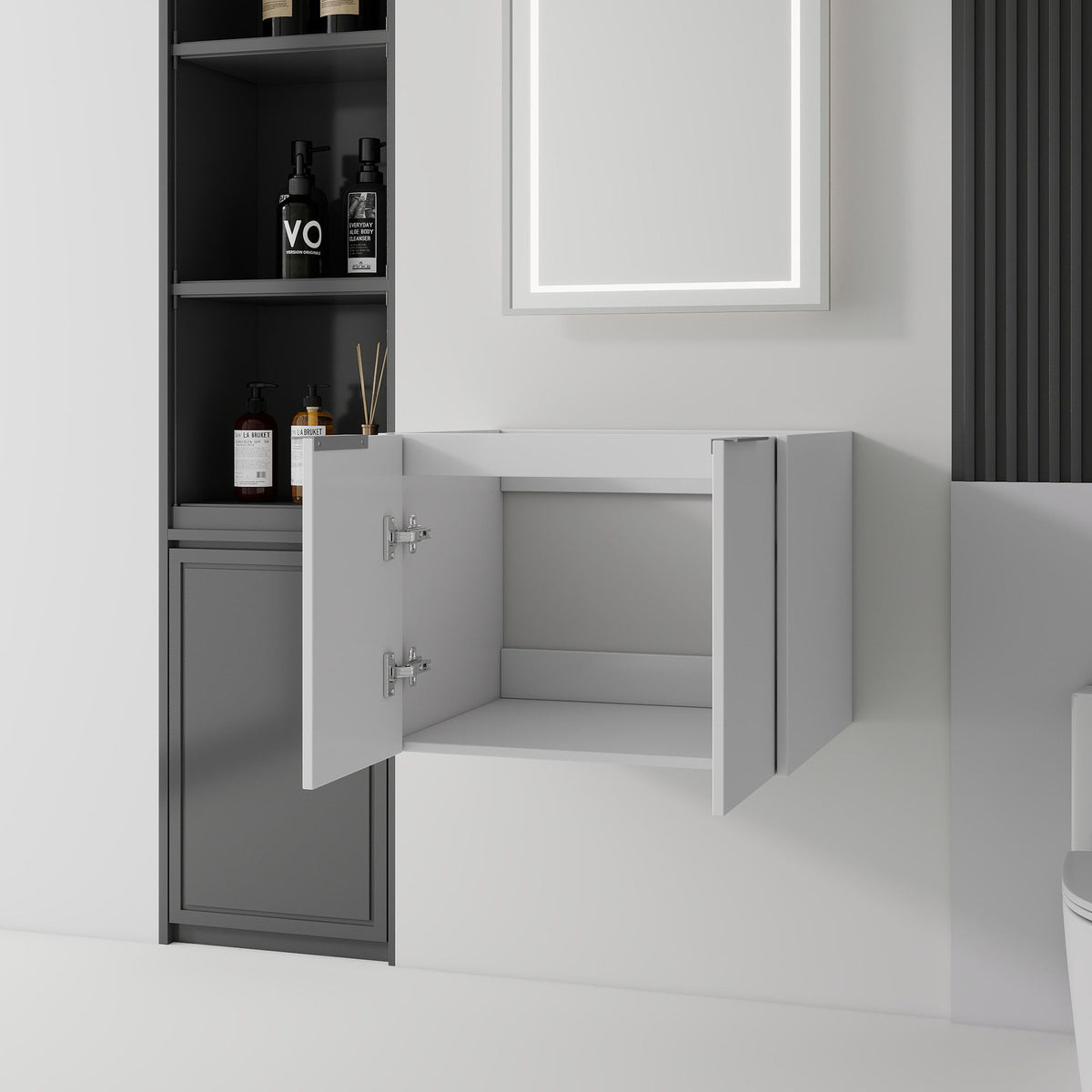 Floating Bathroom Vanity Cabinet With Soft Close Double Doors, Spacious Interior Storage, Wall Mounted, Cabinet Only