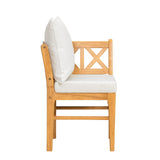 Farmhouse Modern Dining Corner Chairs (Set of 2) With Handwoven Rattan Backrests And Solid Wood Legs - Natural / White