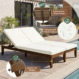 Adjustable Outdoor Patio Lounge Chair 2 Seater Recliner - Beige / Walnut