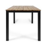 3 Piece Outdoor Dining Set, Rectangular Patio Table & 2 Benches - Black / Teak