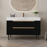 Bathroom Vanity With Undermount Sink, 4 Drawers Storage, Free Standing / Wall Mounted - Black / White