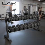 CAP Rubber Coated Dumbbell Weight Set with Rack