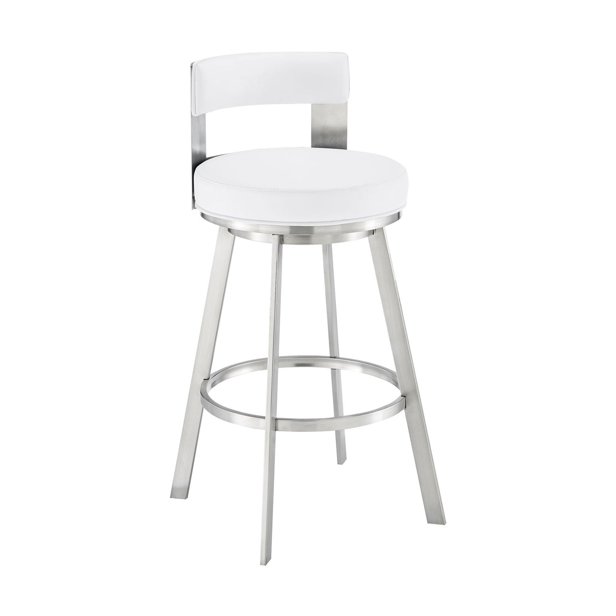 Lynof - Swivel Bar Stool - Brushed Stainless Steel Finish