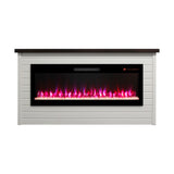 65" Electric Fireplace With Wall Mantel, 50" Fireplace Insert Heater, Remote Control, Timer For Living Room - Antique White