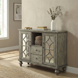 Console Table Sideboard Entryway Storage Cabinet with Mirrored Wood 48x37in Gray