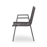 Outdoor Modern Aluminum Dining Chair Set With Rope Sea (Set of 2)