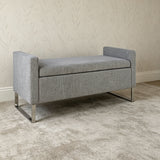 Upholstered Ottoman Bench With Storage - Dark Gray