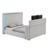 Elliot - Bed With Immersive Sound, LED Lighting, Fireplace Footboard, TV Lift