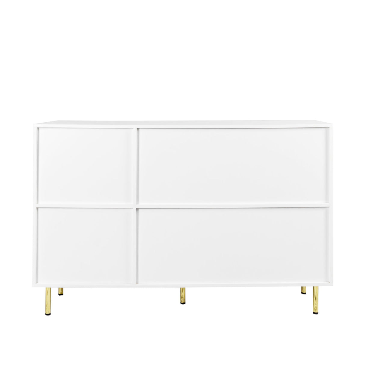 3 Door Storage Sideboard Cabinet Buffet With Gold Handles 55x36in White