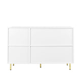 3 Door Storage Sideboard Cabinet Buffet With Gold Handles 55x36in White