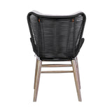 Fanny - Outdoor Patio Dining Chair - Light Eucalyptus Wood And Charcoal Rope