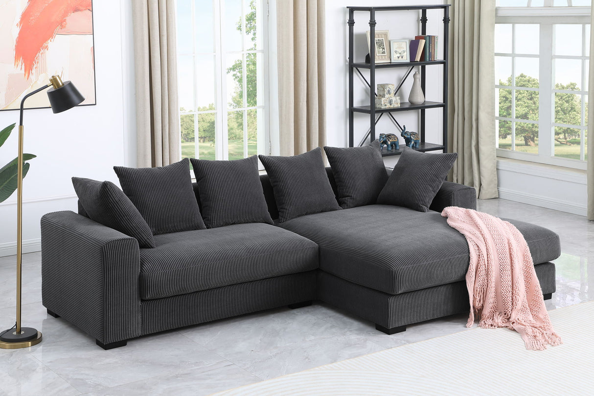 Naomi - 3 Piece Upholstered Sectional - Dark Gray