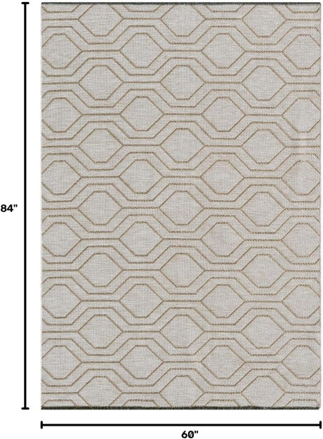 LUXE WEAVERS Moroccan Trellis Washable Area Rug Beige 5x7