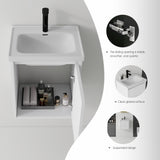 20" Floating Bathroom Vanity Combo With Wall Cabinet, Ceramic Sink & Soft Close Doors - White