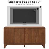TV Stand With Carved Geometric Doors Storage Cabinet, 4 Door Media Console For Living Room - Walnut