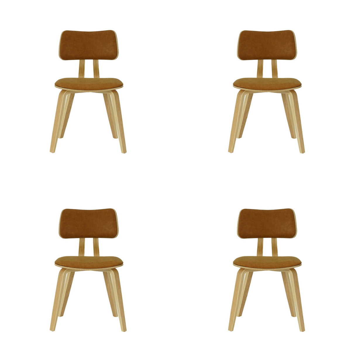 Jaguar - Curved Back Wood Dining Chair With Faux Leather Seat