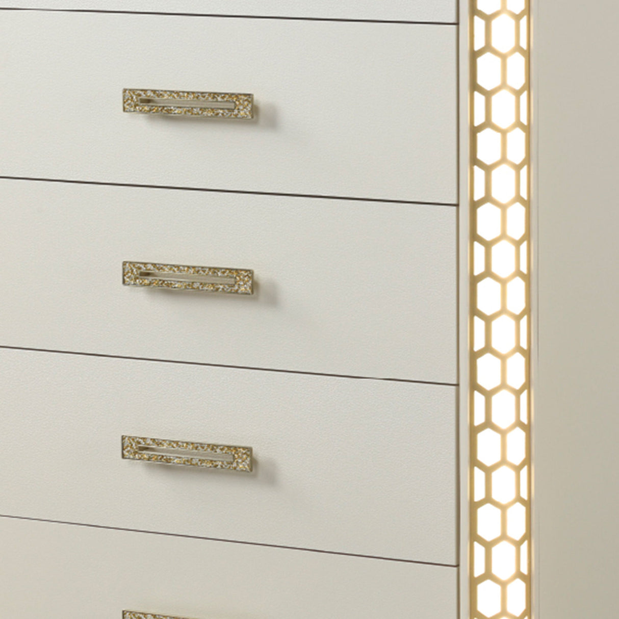Jasmine - 5 Drawer Chest With Side LED Lightning - Beige