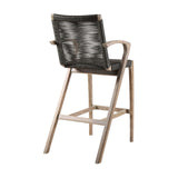 Brielle - Outdoor Light Eucalyptus Wood And Charcoal Rope Counter Height Stool Set