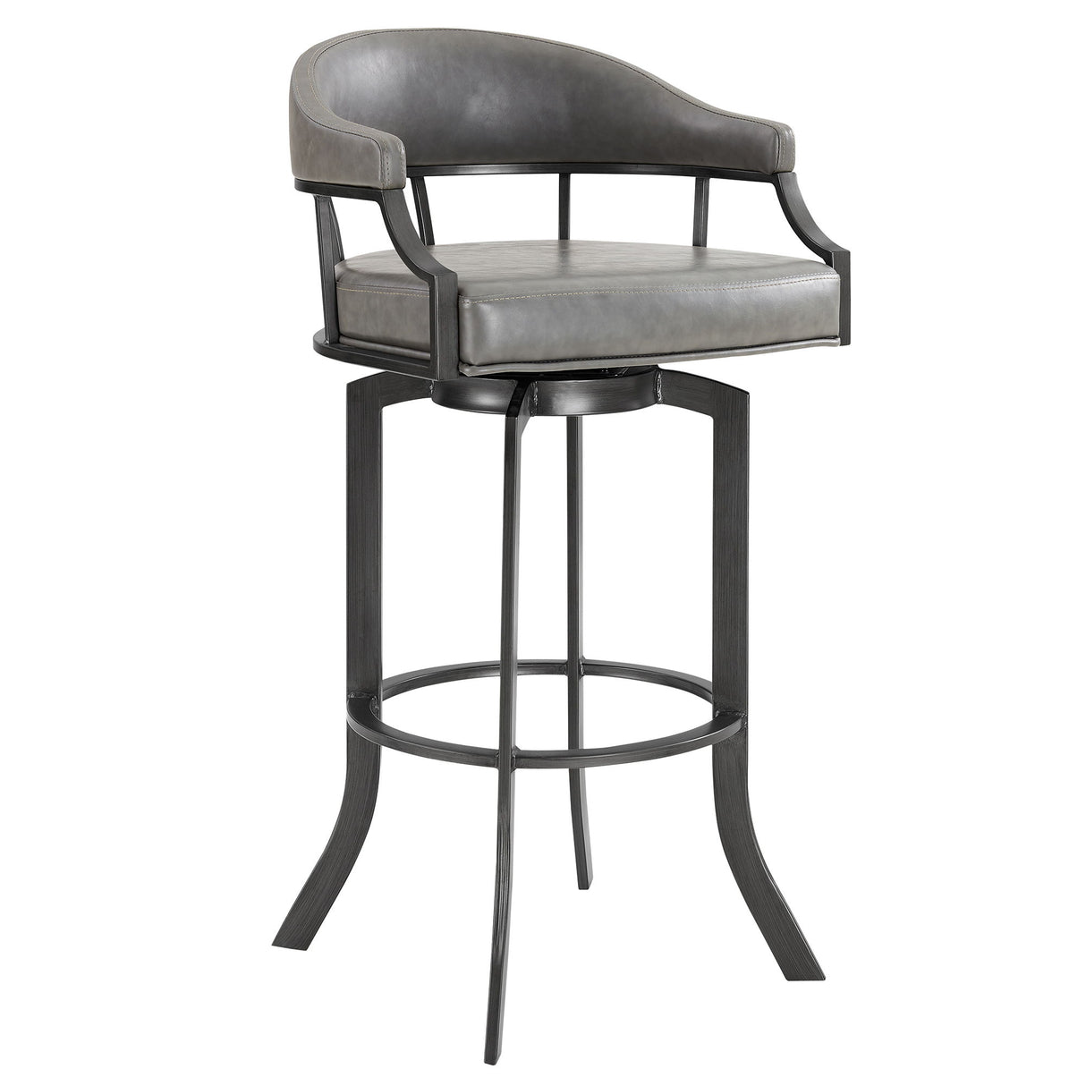 Edy - Swivel 26" Mineral Finish And Gray Faux Leather Bar Stool