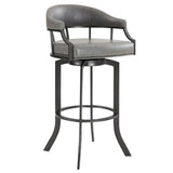 Edy - Swivel 26" Mineral Finish And Gray Faux Leather Bar Stool