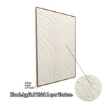 Framed Botanical Leaf Wall Art, Thick Textured Canvas Painting, Neutral Decor For Living Room - White
