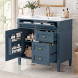 Bathroom Vanity With Sink, Rectangular Storage Cabinet & 2 Drawers And Tip Out Drawer