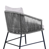 Calica - Outdoor Patio Dining Chair - Black Metal And Gray Rope