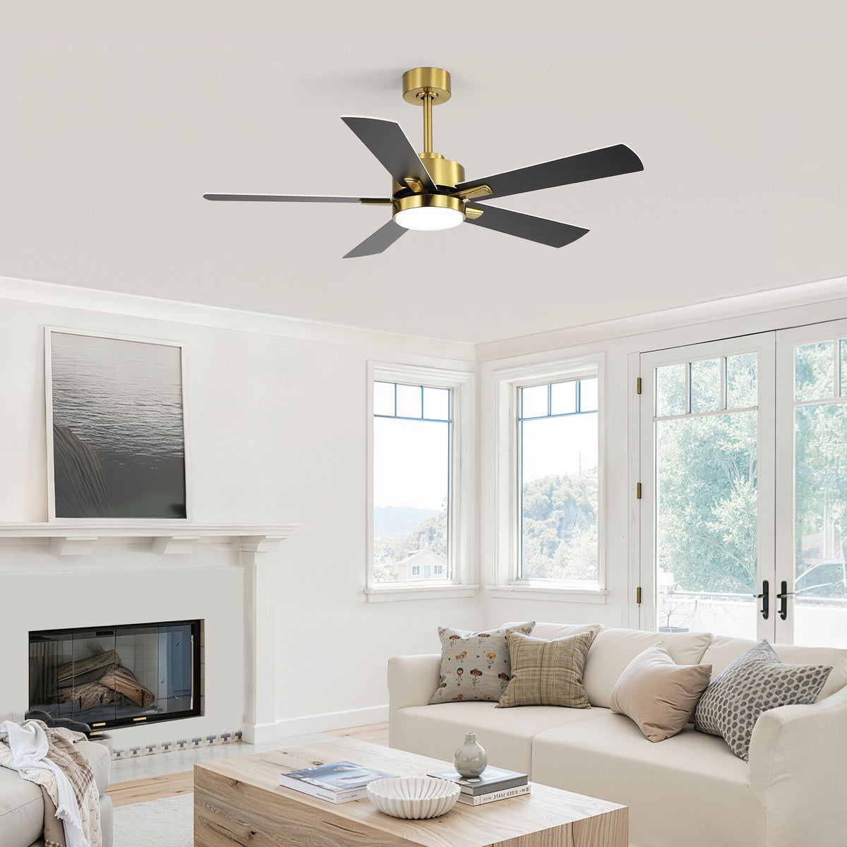 Reversible DC Motor Ceiling Fan With Dimmable LED Light For Living Room