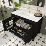 Bathroom Vanity Set, Cabinet With Doors & Drawers, Single Faucet Hole - Black