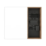 Wall Mounted Bathroom Mirror Cabinet & Adjustable Shelves - Imitative Oak