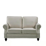 Loveseat Sofa With Nailhead Detail & Turned Legs, 2 Seater Upholstered Couch