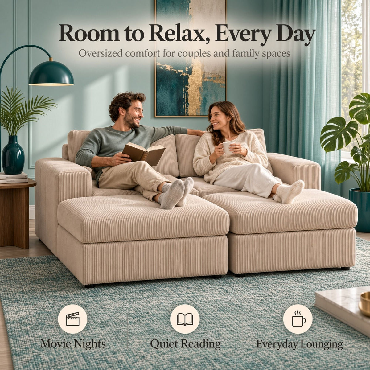 Modular Sectional Sofa, Reversible Set