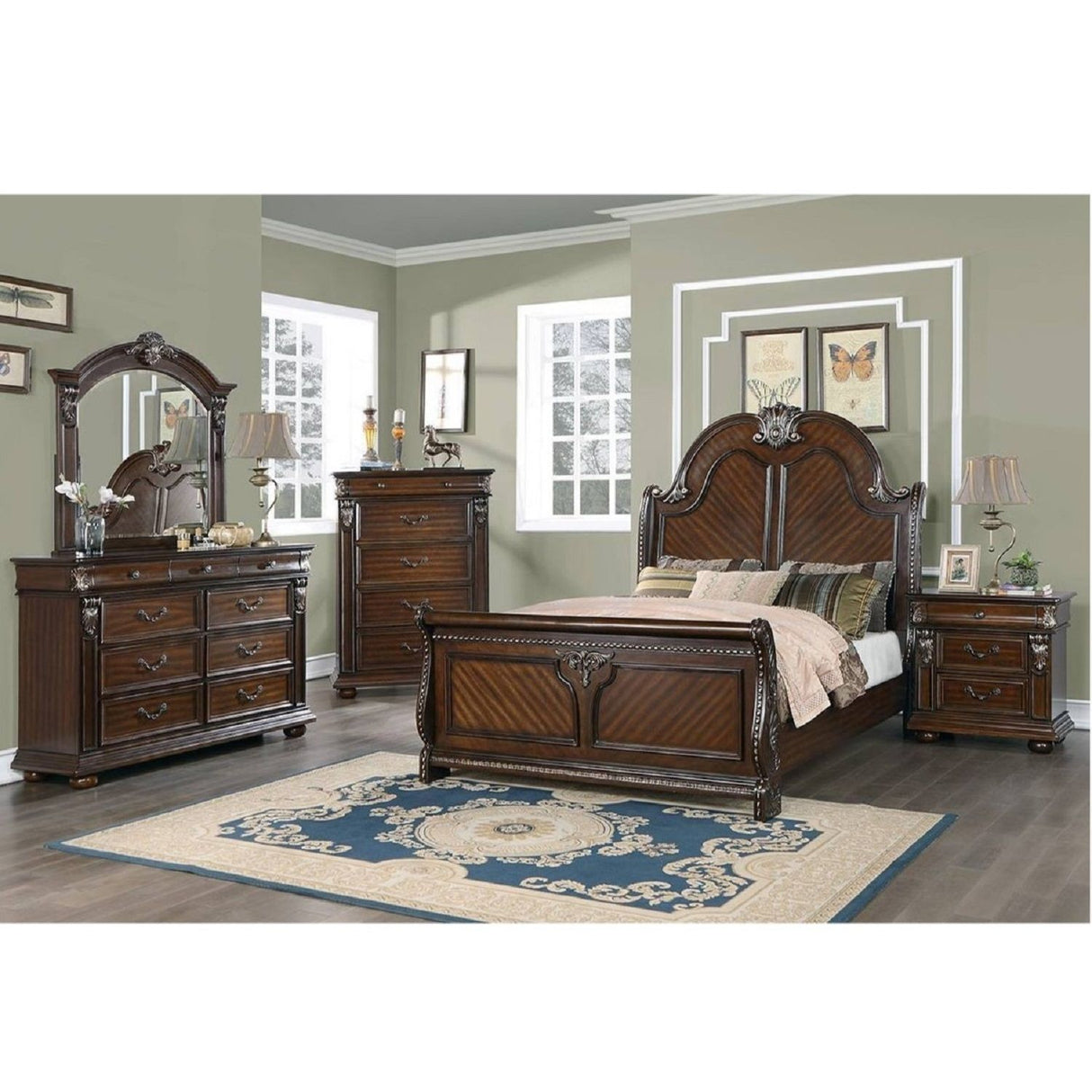 Queen Size Bed Panel Headboard And Footboard - Brown