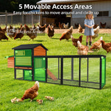 Chicken Coop, Large Outdoor Hen House With Run And Nesting Box Poultry Cage
