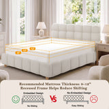 Pula - Queen Platform Bed With Upholstered Headboard, Slat Support, No Box Spring Needed - Ivory