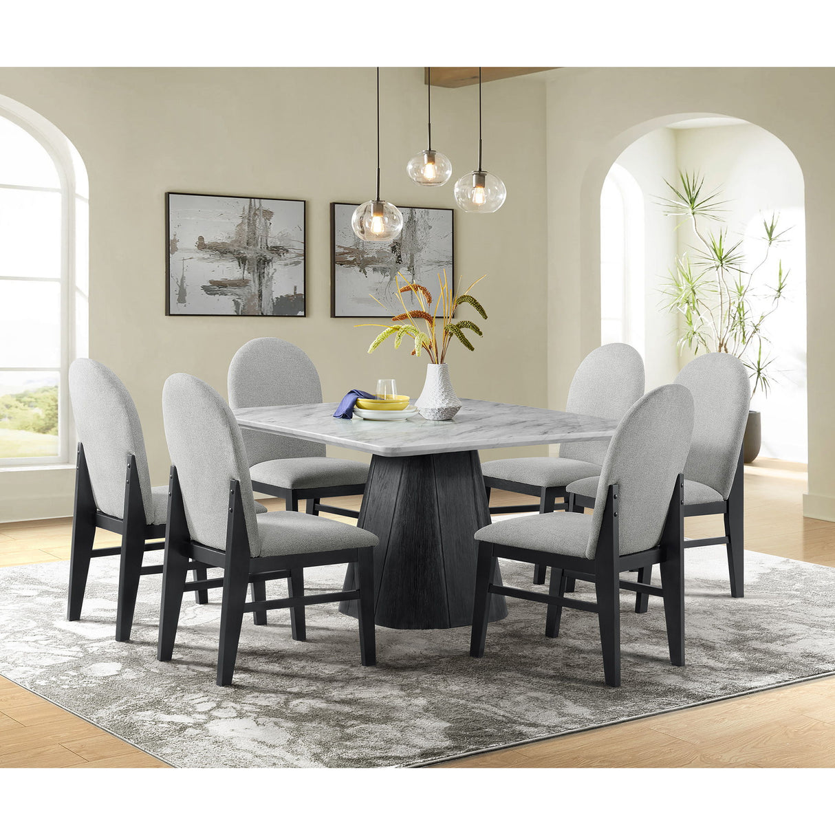 Edison - Dining Side Chair With Fabric (Set of 2) - Black And Light Gray