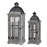 Wooden Candle Lantern Decorative, Hurricane Lantern Holder Decor For Indoor Outdoor, Home Garden Wedding - Gray - Lanterns - Alpine Outlets