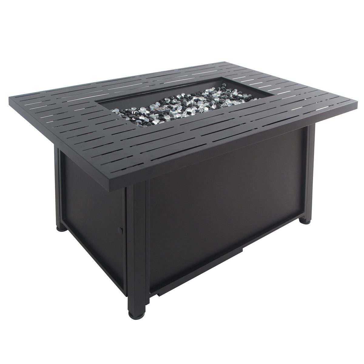 Convertible Steel Fire Table, Rectangular, Black