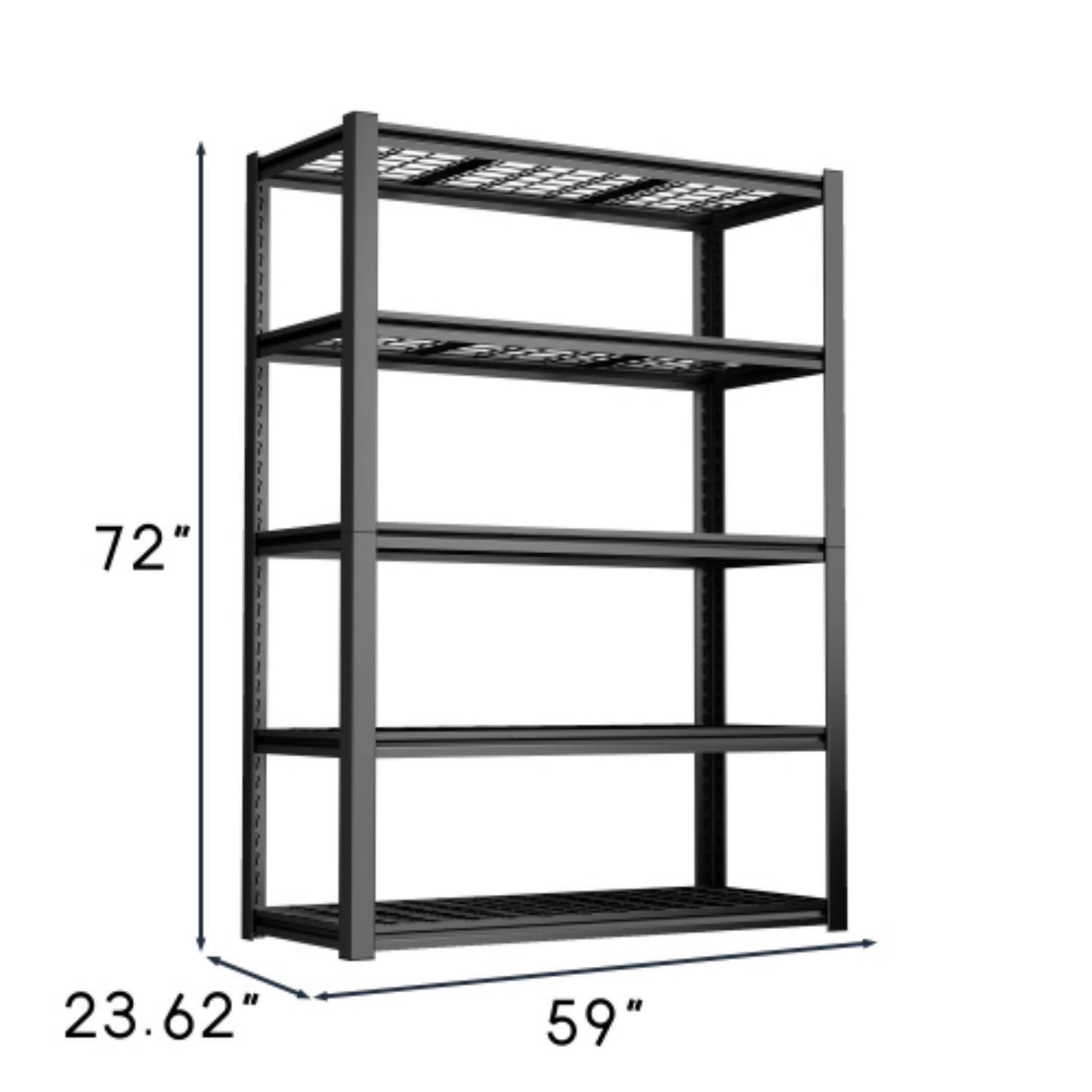 Garage Storage Rack, 5 Layer Adjustable Shelving Unit For Warehouse - Black