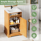 Bathroom Vanity With Integrated Sink, Soft-Closing Door - Natural Wood