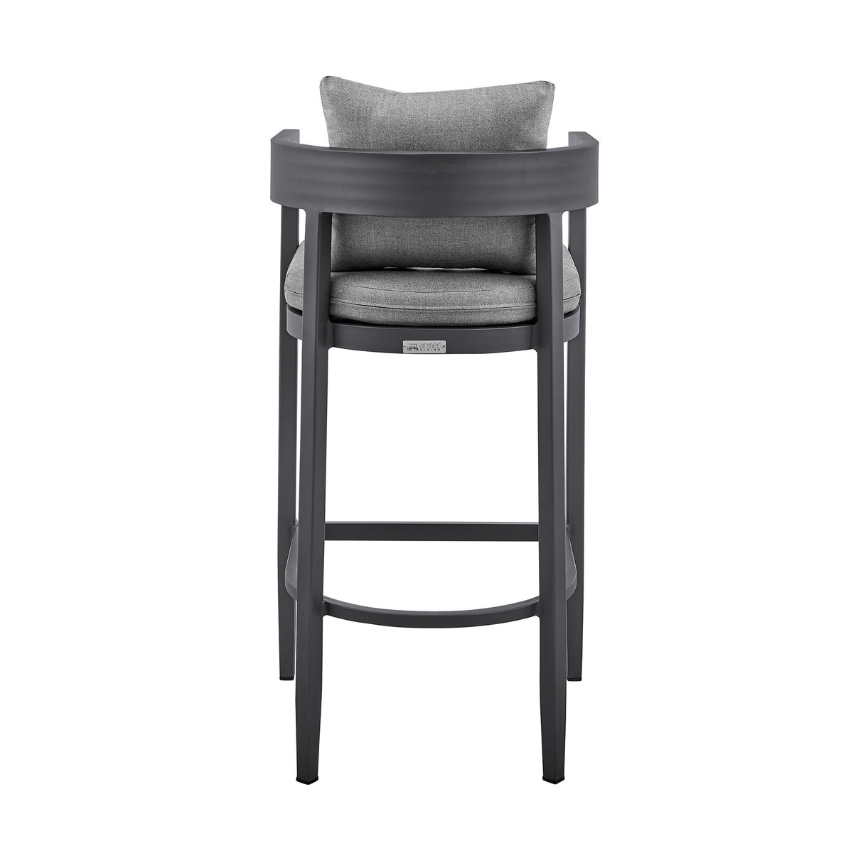 Menorca - Outdoor Patio Counter Height Bar Stool In Aluminum With Gray Cushions