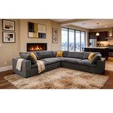 Coffee Bean Like Upholstery Full Compressed Modular Sectional With Toss Pillows - Light Gray